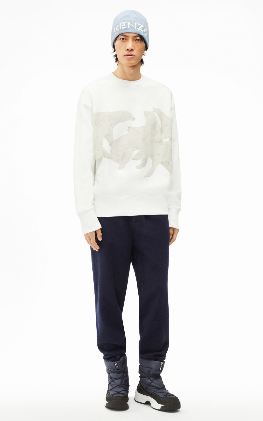 Sweat Kenzo Homme The Hiver Capsule Polar Bear Blanche VHJKQ-4673